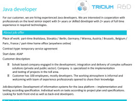 Java developer, Tricium R&D – Inostranstvo Tricium rd elektronika poslovi automatika
